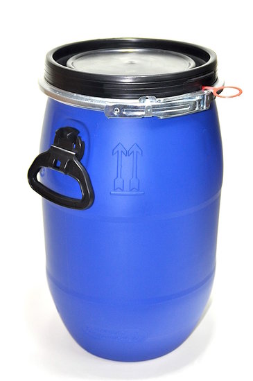 Fût Bidon Plastique 30 Litres Bleu Ouverture Totale - Couvercle Amovible Alimentaire Hermétique